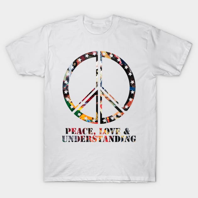 PEACE, LOVE & UNDERSTANDING T-Shirt by FREESA